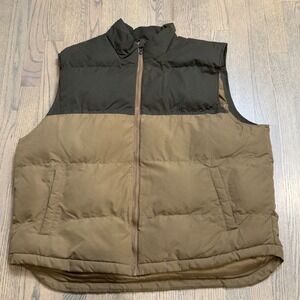 St Johns Bay Mens XXL Puffer Vest Brown tan Full Zip Sleeveless Jacket